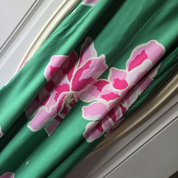 Label Of Love Green Flowy Maxi Dress with Pink Floral Accents ~ Medium - Picture 3 of 7